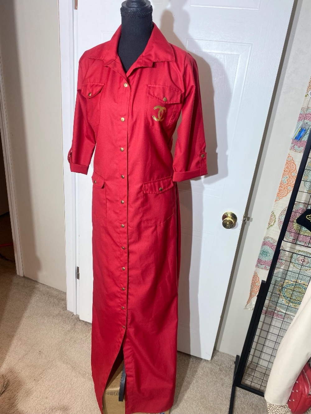 Vintage Utilitarian Style Dress with Chanel Logo
